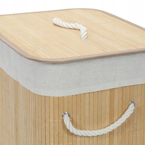 KOSZ NA PRANIE BAMBUSOWY BEŻOWY 60L Z WYJMOWANYM WORKIEM 40 X 30 X 50 na Arena.pl