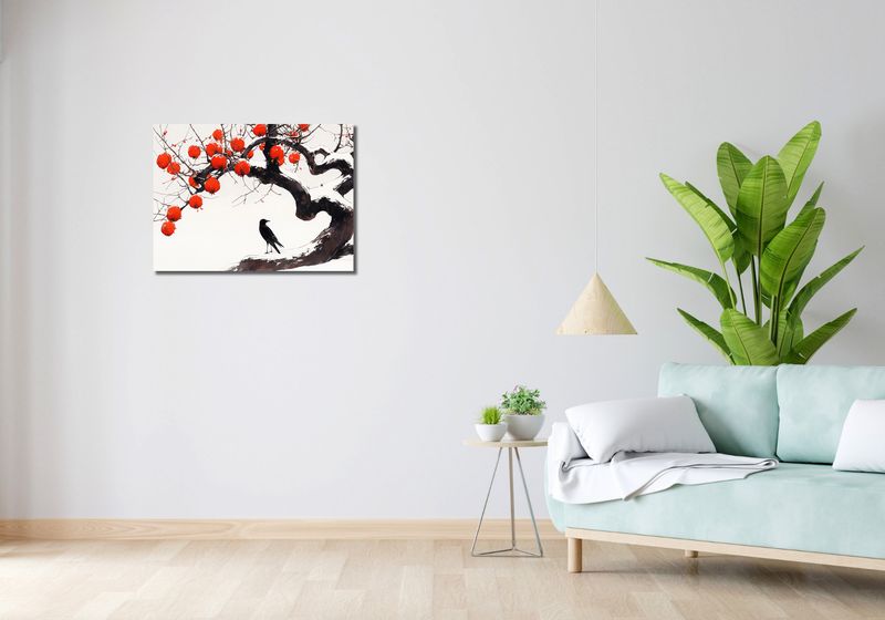 Obraz 70x50cm Kruk przy Drzewie zdjęcie 2
