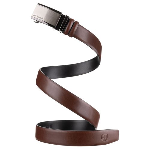 brązowy pasek męski z automatyczną klamrą wykonany ze skóry naturalnej na Arena.pl