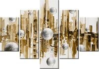 70 100CM OBRAZ 5 ELEM MIASTO ZE SNU SEPII DRUK PŁÓTNO