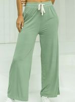 SPODNIE DAMSKIE z szerokimi nogawkami ELASTYCZNE KULOTY M/L zielone