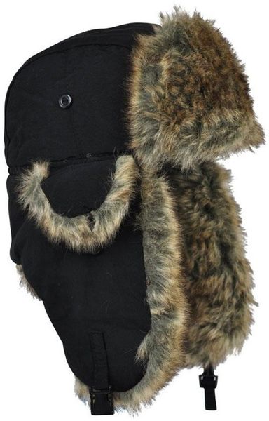 Czapka uszanka Syberia - uszatka chroniąca uszy, pilotka Czarny zdjęcie 1