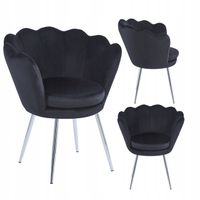 fotel welurowy czarny elegancki na srebrnych nogach tapicerowany do salonu