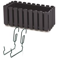 Doniczka + uchwyt skrzynka balkonowa 18x38x16,2 cm antracytowy