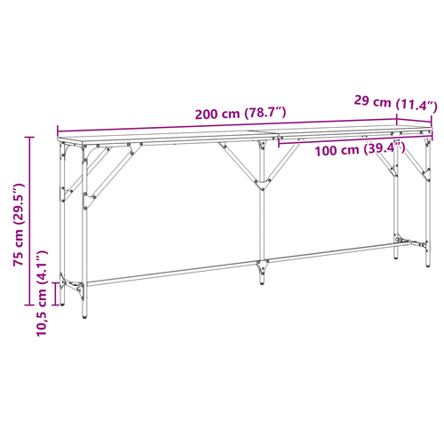 Stolik konsolowy lite drewno dębowe 200x29x75 cm na Arena.pl