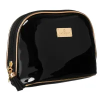 elegancka kosmetyczka damska z wodoodpornego materiału w czarnym kolorze