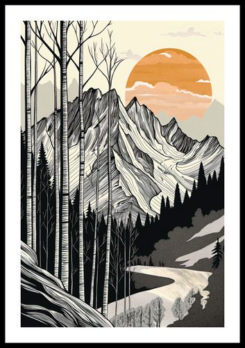 Plakat 40x60cm Drzeworys Górski na Arena.pl