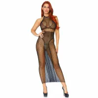 leg avenue sukienka halter bez plecow podwojna siatka czarna one size