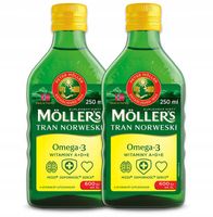 2x Möller's TRAN NORWESKi cytrynowy 250ml ODPORNOŚĆ wit. D3 A i E OMEGA-3