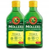 2x Möller's TRAN NORWESKi cytrynowy 250ml ODPORNOŚĆ wit. D3 A i E OMEGA-3