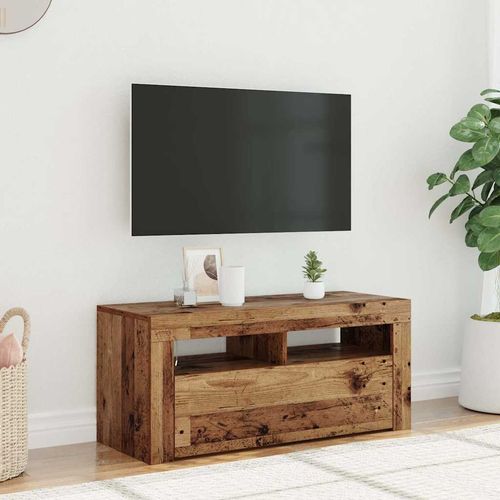 Szafka pod TV z oświetleniem LED, stare drewno, 90x35x40 cm na Arena.pl