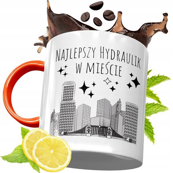 Kubek Pomarańczowy Dla Hydraulika Prezent Z Nadrukiem Ze Zdjęciem zdjęcie 1