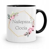 Kubek Czarny Prezent Dla Cioci Najlepsza Ciocia Z Nadrukiem Ze Zdjęciem