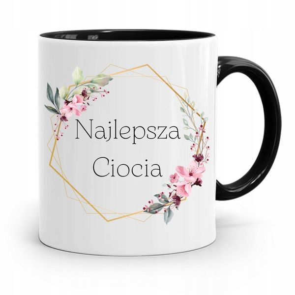 Kubek Czarny Prezent Dla Cioci Najlepsza Ciocia Z Nadrukiem Ze Zdjęciem zdjęcie 1