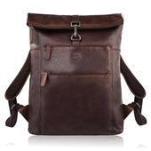 plecak skórzany vintage roll top na laptopa miejski brązowy