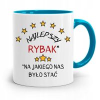Kubek Błękitny Wędkarza Rybaka Najlepszy Rybak Z Nadrukiem Ze Zdjęciem