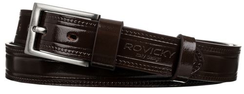 Zdobiony pasek męski z lakierowanej skóry naturalnej licowej - Rovicky Długość paska 100 na Arena.pl
