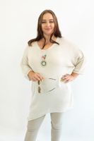 Beżowa Asymetryczna Tunika Sweterek na Lato UNI