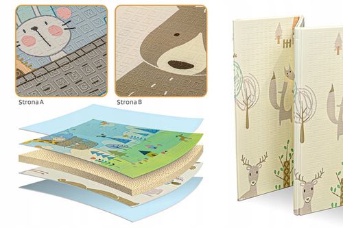 MATA PIANKOWA EDUKACYJNA SKŁADANA DLA DZIECI DUŻA MISIE BALONY 180x200 na Arena.pl