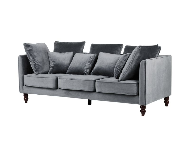 Sofa 3-osobowa welurowa szara FENSTAD zdjęcie 4