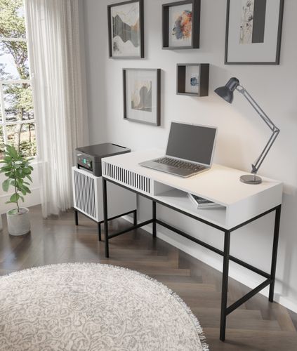 Szafka nocna RAVENNA F 41x40 cm kontenerek biały mat / frez czarny na Arena.pl