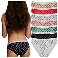 7-PAKMajtki Damskie Bawełniane wygodne z napisem sportowe FIGI Kobiece M