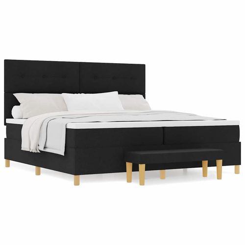 Łóżko sprężynowe z materacem Czarny 200 x 200 cm tkanina na Arena.pl