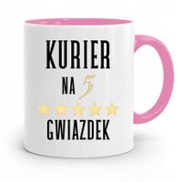 Kubek Różowy Dla Kuriera Na Pięć Gwiazdek Z Nadrukiem Ze Zdjęciem