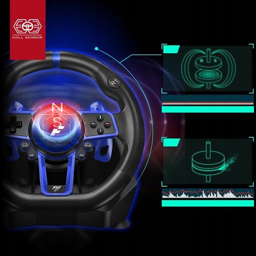 F111 FLASHFIRE Kierownica 900° PC/PS5/Switch z wibracjami 3 pedały 6 biegów na Arena.pl