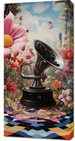 Obraz 50x100cm Gramofon w Kwiatach