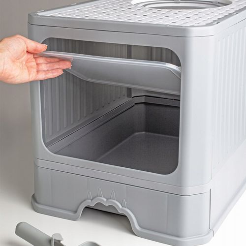 KUWETA DLA KOTA Z SZUFLADĄ ZAMKNIĘTA DUŻA KRYTA NA ŻWIREK TOALETA ŁOPATKA na Arena.pl