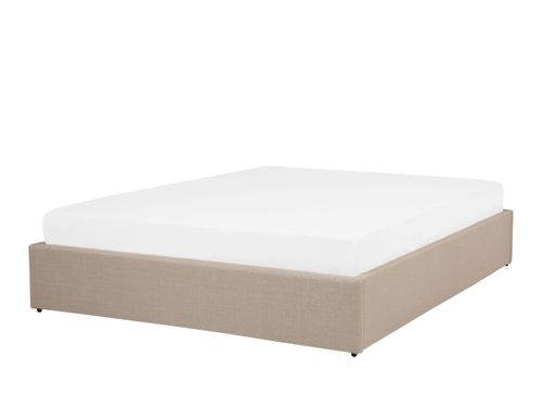 Łóżko z pojemnikiem tapicerowane 140 x 200 cm beżowe DINAN na Arena.pl