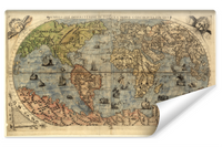 Fototapeta Do Salonu Antyczna MAPA ŚWIATA Styl Vintage 135cm x 90cm