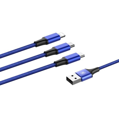 Kabel USB Micro lightning Type-C 3w1 Baseus Rapid niebieski na Arena.pl