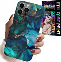 ETUI DO IPHONE 13 PRO MAX - NIEBIESKO ZIELONY MARMUREK PLECKI WZORY