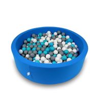 Suchy basen 110x30cm niebieski z piłeczkami 400szt (białe, szare, turkusowe)