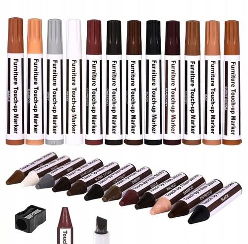 DUŻY ZESTAW DO NAPRAWY MEBLI PANELI DREWNA RYS MARKERY WOSKI 24 SZT na Arena.pl