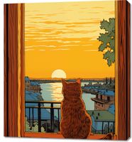 Obraz 90x100cm Zachód przez Kocie Oczy