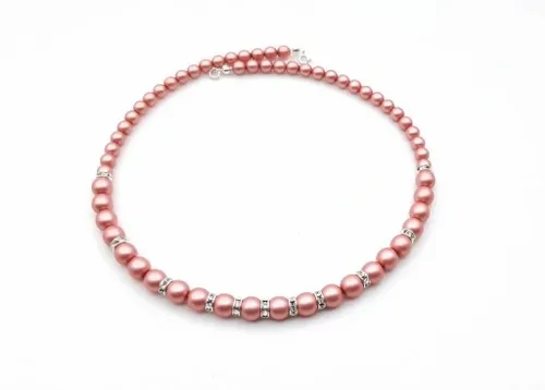 komplet biżuterii pudrowy róż SREBRO PERŁY CYRKONI na Arena.pl