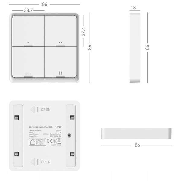 Włącznik Pilot Scen 4 Kanały 12 Program ZigBee TUYA Bezprzewodowy zdjęcie 6