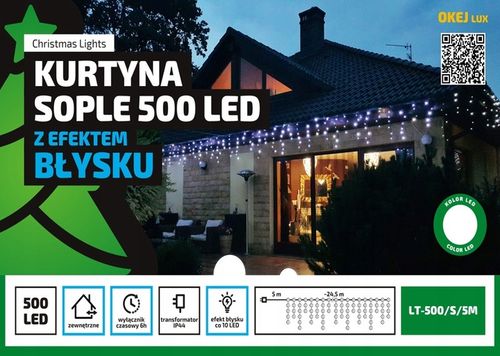 SOPLE ZEWNĘTRZNE 25M FLASH 500LED LAMPKI CHOINKOWE na Arena.pl