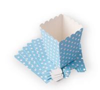 Pudełka na popcorn niebieskie w białe kropki, 6 szt.