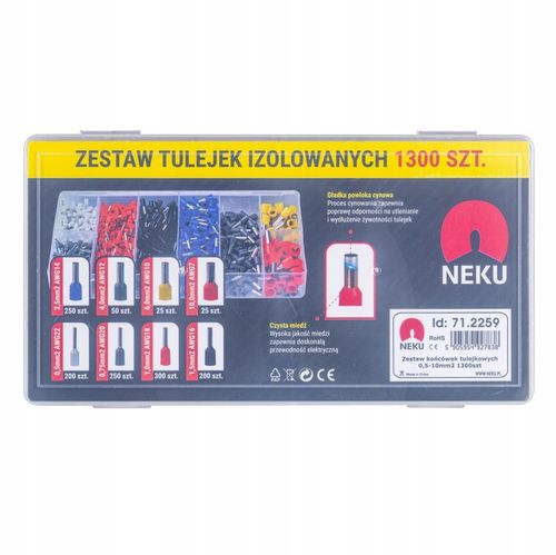 Zaciskarka do Tulejek Praska do Kabli Końcówek 0,25-10mm2 NEKU + 1300szt na Arena.pl