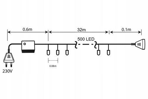 LAMPKI CHOINKOWE 500 LED BIAŁE CIEPŁE WEWNĘTRZNE ZEWNĘTRZNE ŚWIATEŁKA na Arena.pl