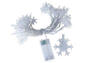 Lampki led świąteczne łańcuch na choinkę na baterie 20 led płatki śniegu
