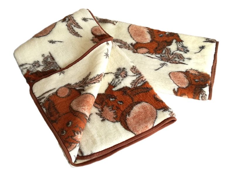 koc wełniany merynos australijski, wzór słonie 100x140 (+-5cm) zdjęcie 3