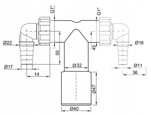 PODWÓJNY SYFON NADTYNKOWY DN 32/40 - DO PRALKI I SUSZARKI, ZAWÓR na Arena.pl