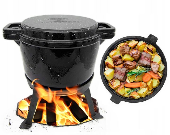 KOCIOŁEK 10L ŻELIWNY 3w1 emaliowany MARMUREK PRAŻONE DUSZONKI PRAŻUCHY zdjęcie 1