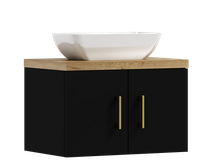 Szafka łazienkowa wisząca MARKUS 60 czarna z umywalką Lara (W7)