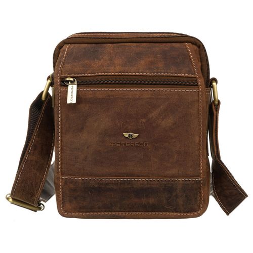 skórzana listonoszka męska w brązowym kolorze zawieszona na regulowanym na Arena.pl